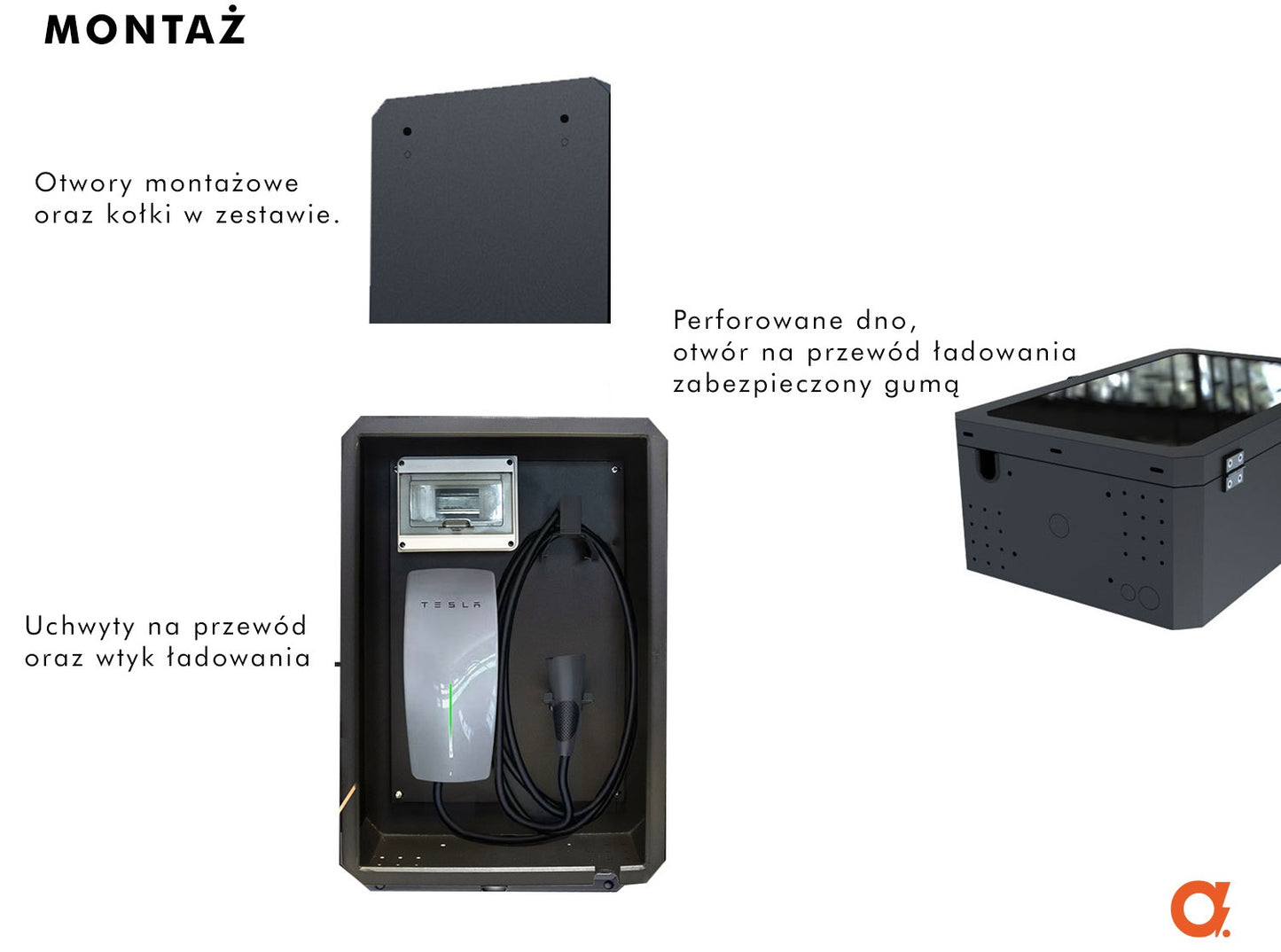 Szafka metalowa na ładowarkę EV AMP-BOX Czarna 