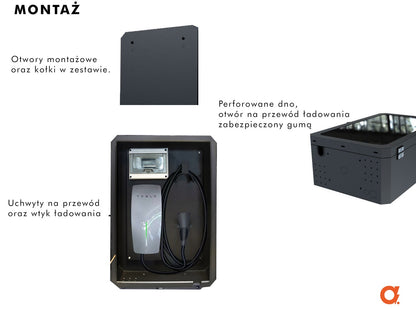 Szafka metalowa na ładowarkę EV AMP-BOX Czarna 