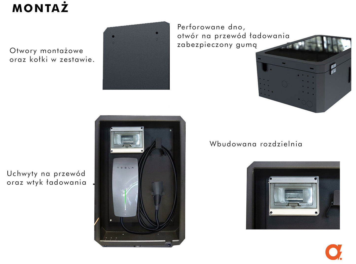 Metal Cabinet for EV Charger AMP-BOX Black