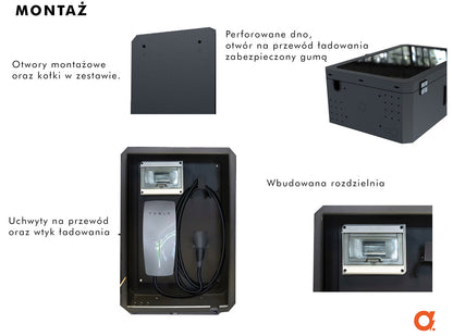 Szafka metalowa na ładowarkę EV AMP-BOX Czarna 