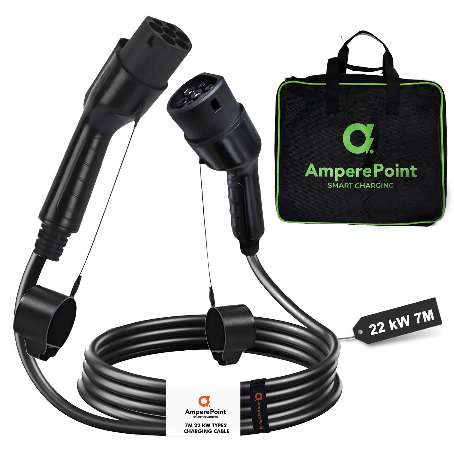 Charging cable Type 2 32A / 22 kW 7M bag included – AMPERE POINT